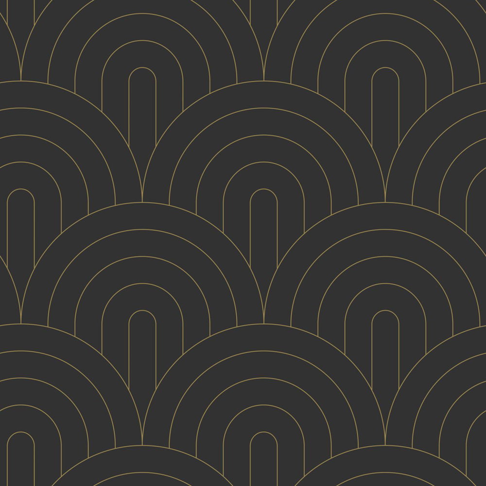 Vliesová tapeta na zeď, Art deco, černo-zlatá, 139742, Bloom, Esta Home