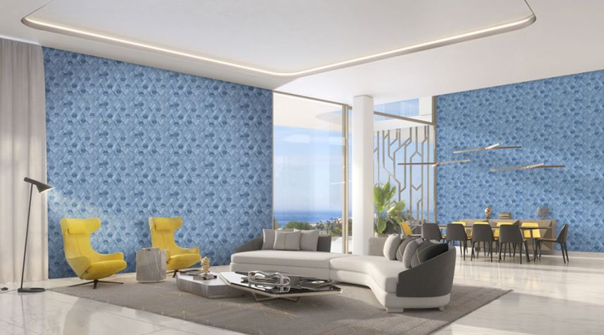 Luxusní modrá geometrická vliesová tapeta na zeď, Z12831, Automobili Lamborghini 3