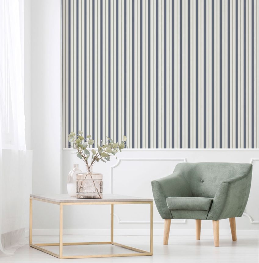 Vliesová tapeta na zeď, modro-zelená, pruhy,  9816-1, Essential Stripes, ICH Wallcoverings