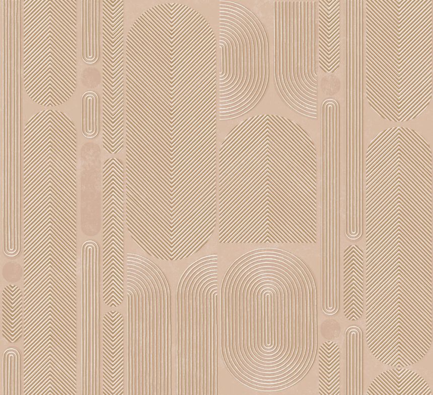 Geometrická vliesová tapeta na zeď, růžová, ovály, ROC204, Rock, Masureel