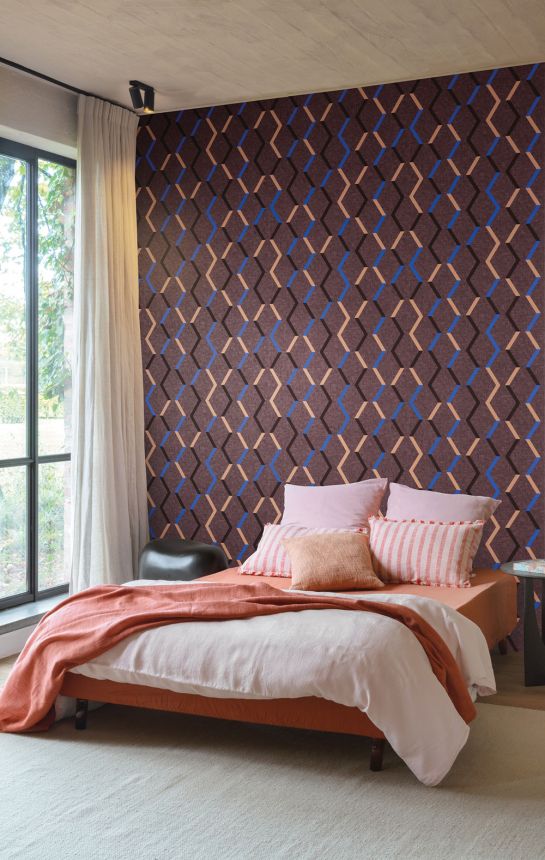 Geometrická vliesová tapeta na zeď, fialová, JOY005, Joy, Masureel