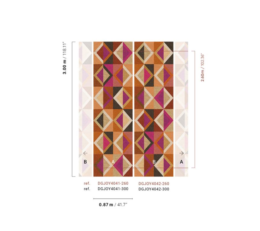 Geometrická vliesová obrazová tapeta na zeď, hnědo-fialová, DGJOY4042-300, Joy, Masureel