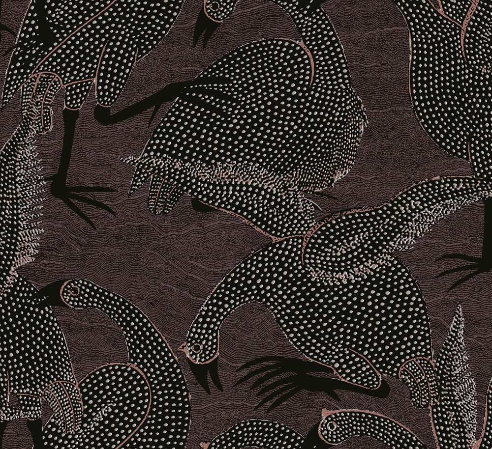 Vliesová tapeta na zeď, ptáci, hnědo-černá, TER104, Terra, Masureel