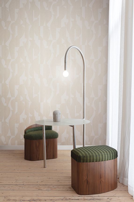 Geometrická vliesová tapeta na zeď, krémová, TER301, Terra, Masureel