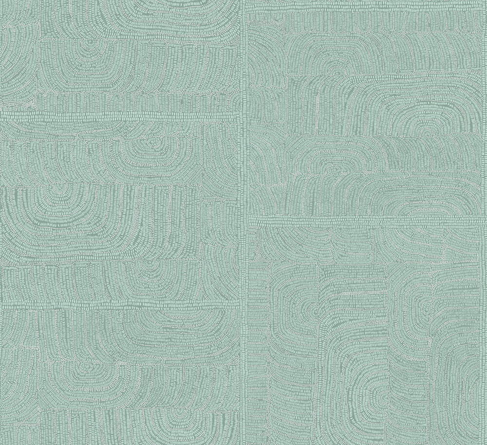 Geometrická vliesová tapeta na zeď, etno vzor, zelená, TER501, Terra, Masureel