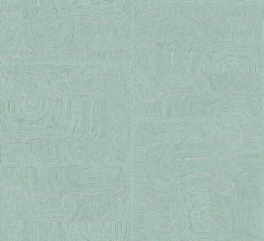 Geometrická vliesová tapeta na zeď, etno vzor, zelená, TER501, Terra, Masureel