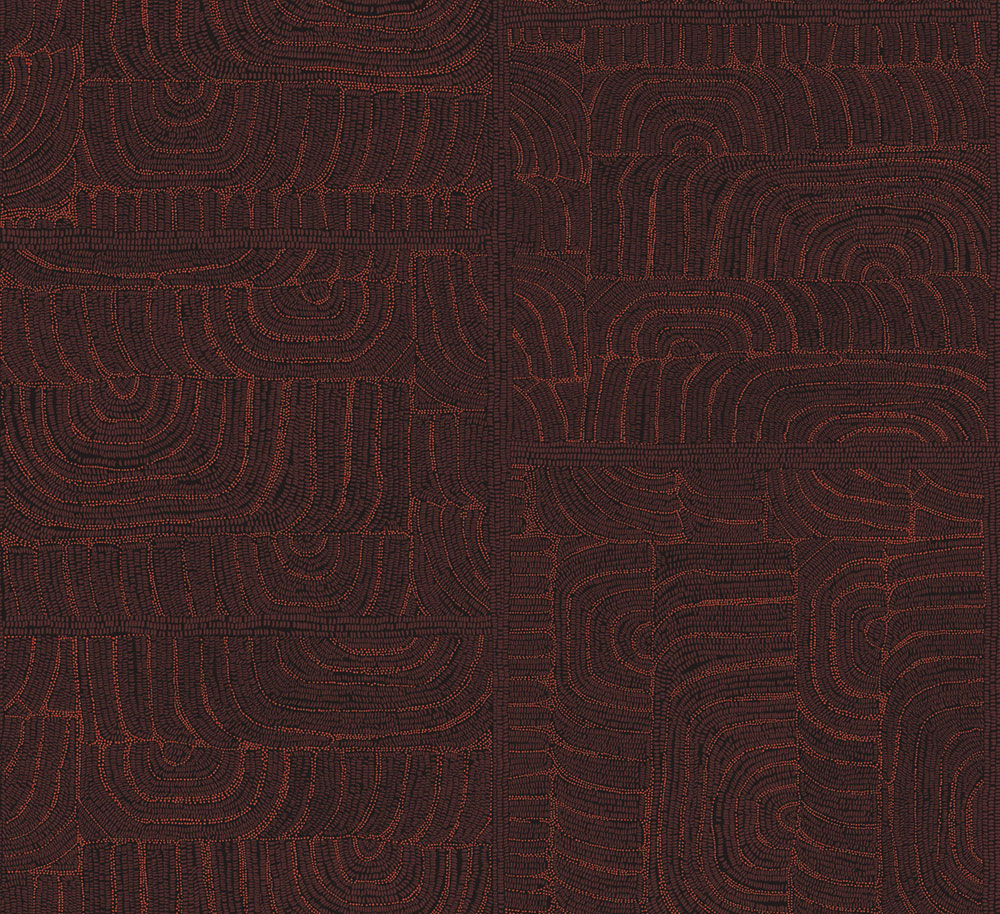 Geometrická vliesová tapeta na zeď, etno vzor, hnědo-červená, TER502, Terra, Masureel