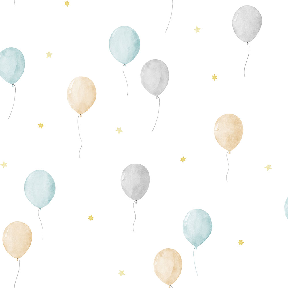 Dětská vliesová tapeta s balonky a hvězdičkami, 970-3, Mika,  ICH Wallcoverings