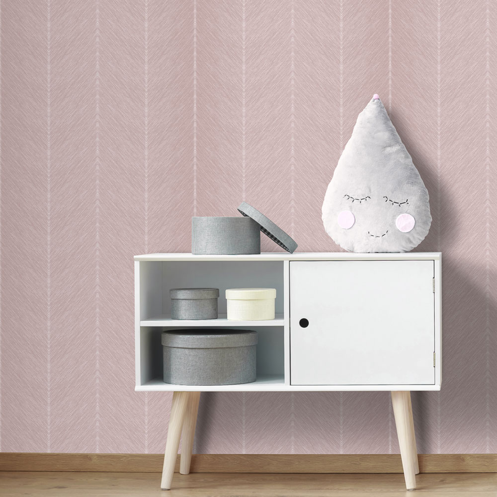 Růžová vliesová tapeta na zeď,  cik cak vzor, M1803-2, Mika,  ICH Wallcoverings