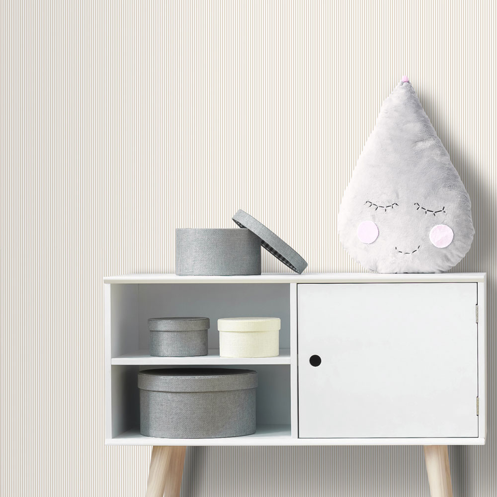 Béžovo-bílá proužkovaná vliesová tapeta na zeď, MG56645, Mika,  ICH Wallcoverings