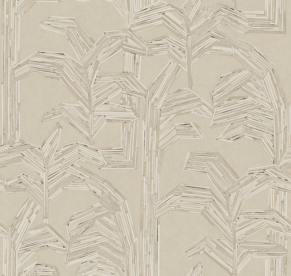 Luxusní vinylová tapeta na zeď, béžová, imitace ratanu, listy, 81501, Lanai, Arte