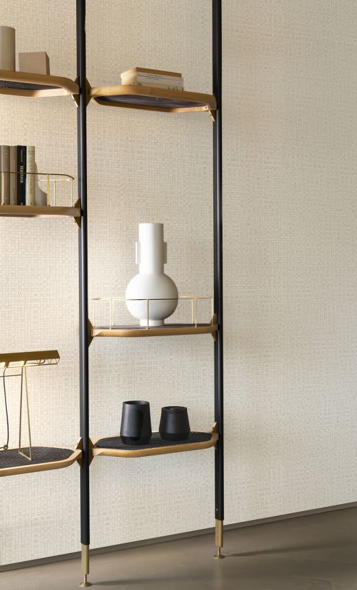 Luxusní vinylová tapeta na zeď, krémová, imitace rohože, 81542, Lanai, Textura Ignis, Arte