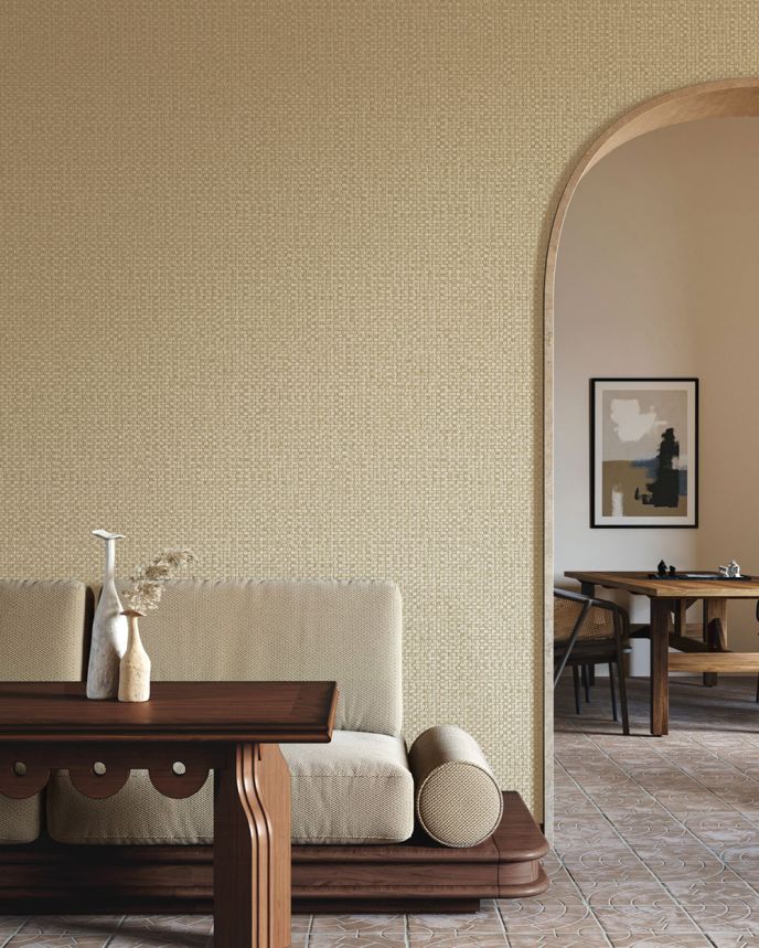 Luxusní vinylová tapeta na zeď, béžová, imitace rohože, 81545, Lanai, Textura Ignis, Arte