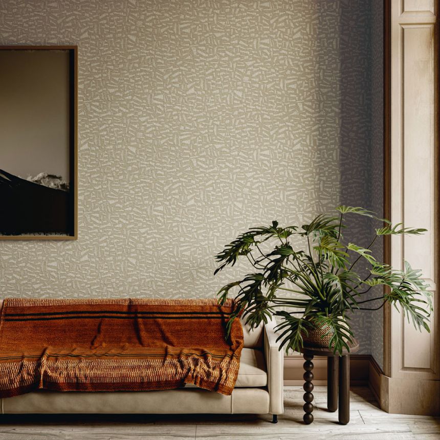 Luxusní vinylová tapeta na zeď, béžová, imitace látky, 81561, Lanai, Textura Ignis, Arte