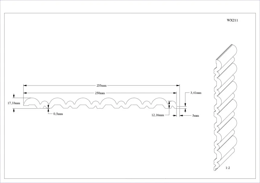 Dekorační panel Flute WX211-2600 Orac Decor, 260x1,7x25,5cm