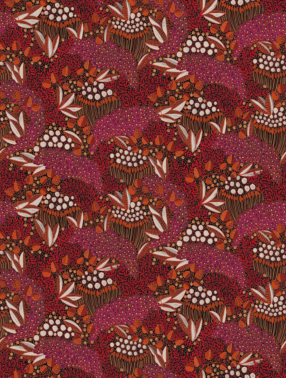 Vliesová obrazová tapeta na zeď, vínová, listy, 340286, Solange, Eijffinger