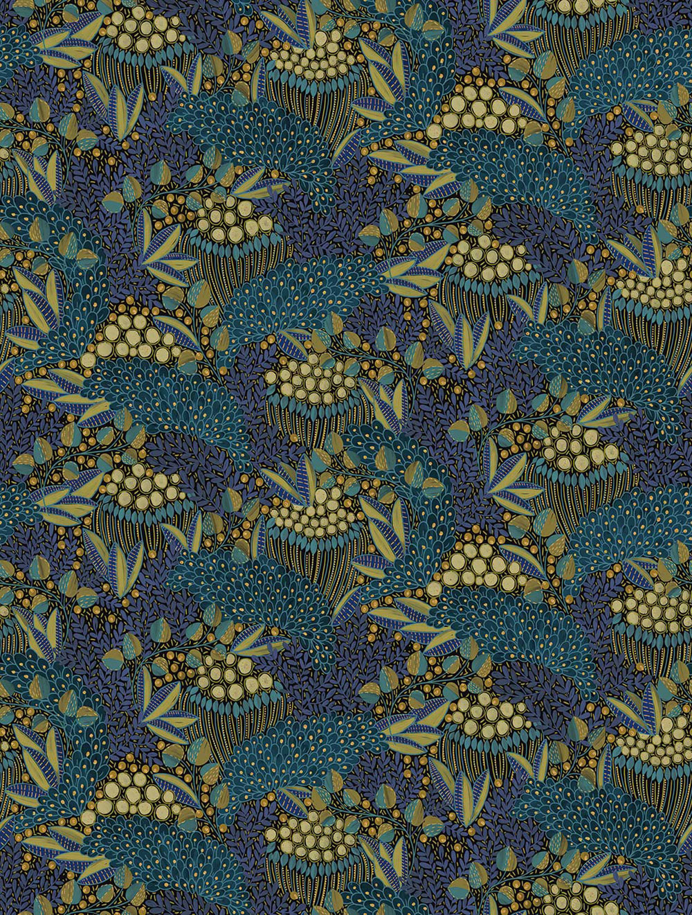 Vliesová obrazová tapeta na zeď, modrá, listy, 340287, Solange, Eijffinger