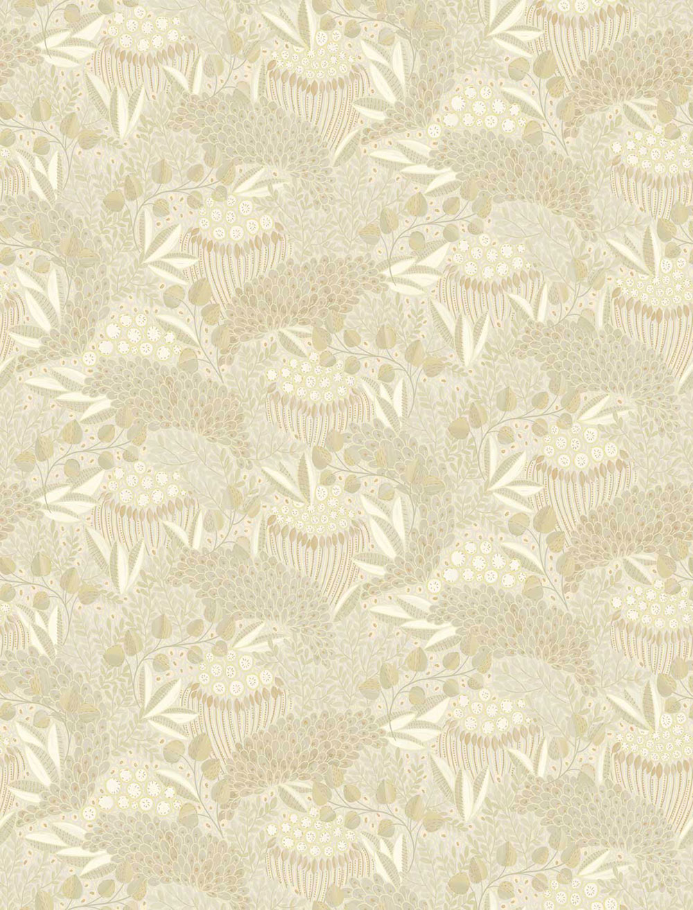 Vliesová obrazová tapeta na zeď, béžová, listy, 340288, Solange, Eijffinger