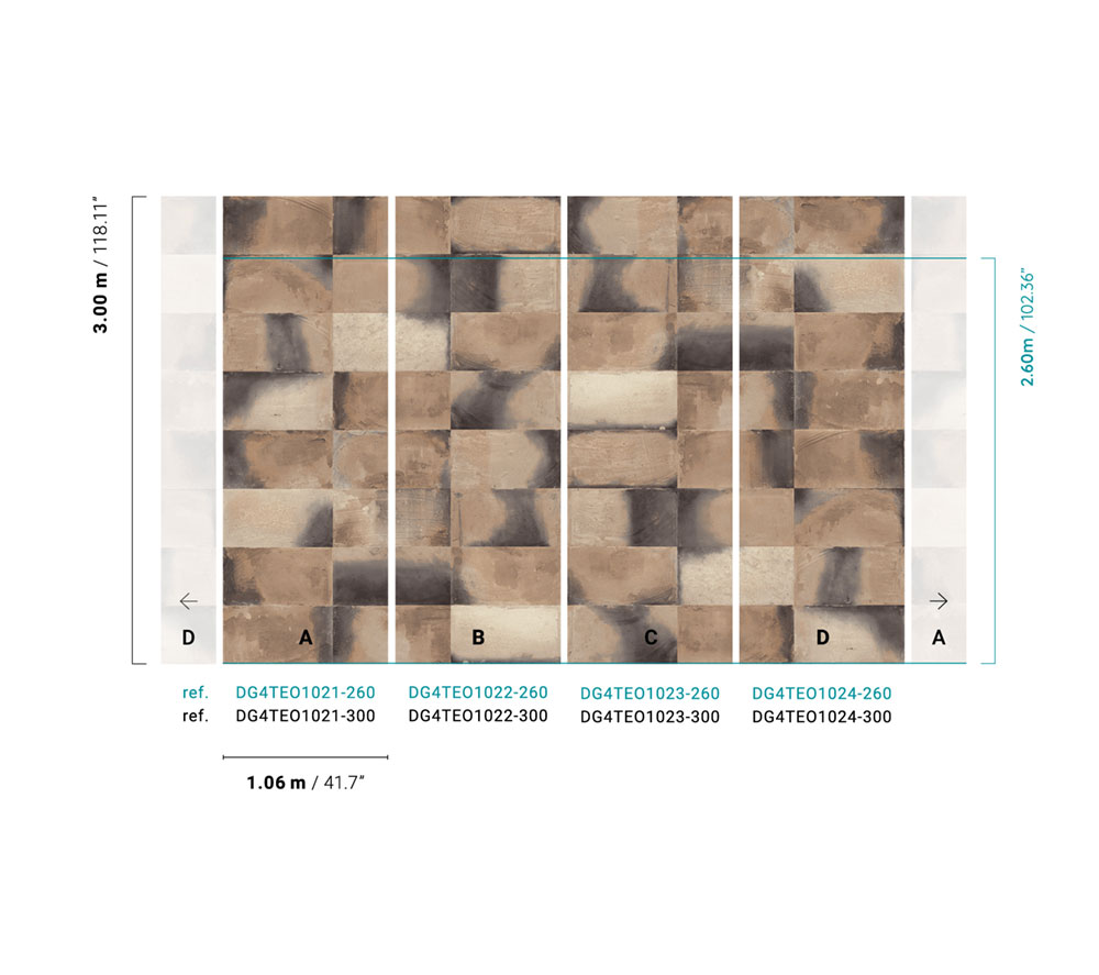 Vliesová fototapeta na zeď, imitace obkladu, DG4TEO1021-300, Wall Designs IV, Khroma by Masureel