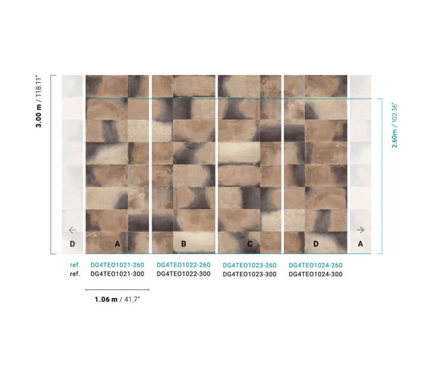Vliesová fototapeta na zeď, imitace obkladu, DG4TEO1024-260, Wall Designs IV, Khroma by Masureel