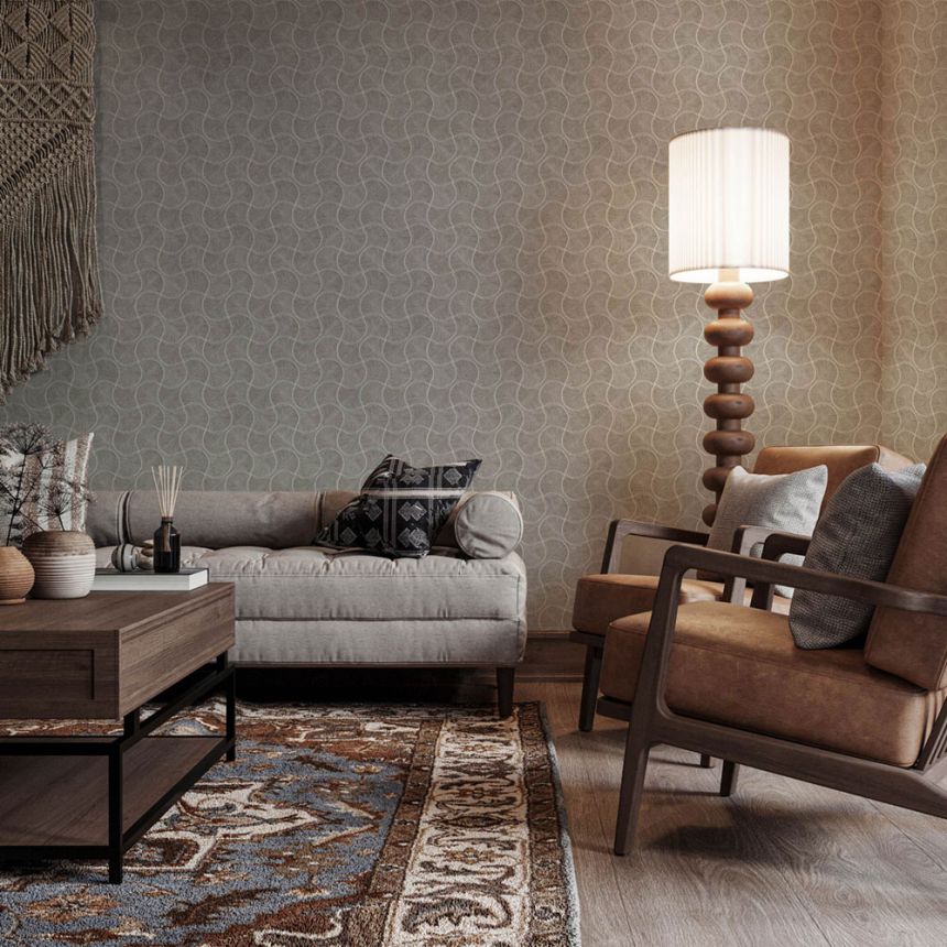 Geometrická vliesová tapeta na zeď, šedá, 23201-4, Omega, AdaWall