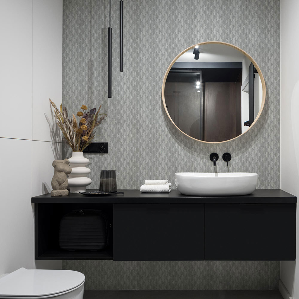 Geometrická vliesová tapeta na zeď, šedá, imitace látky, 23205-3, Omega, AdaWall