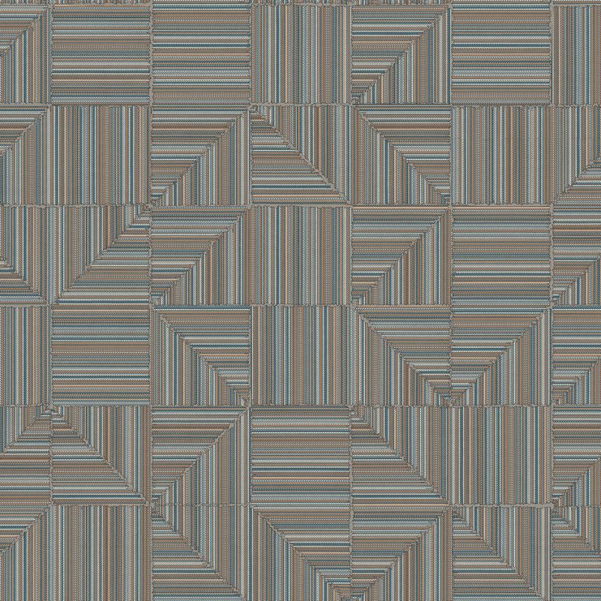 Geometrická vliesová tapeta na zeď, modro-hnědá, imitace látky, 23209-4, Omega, AdaWall