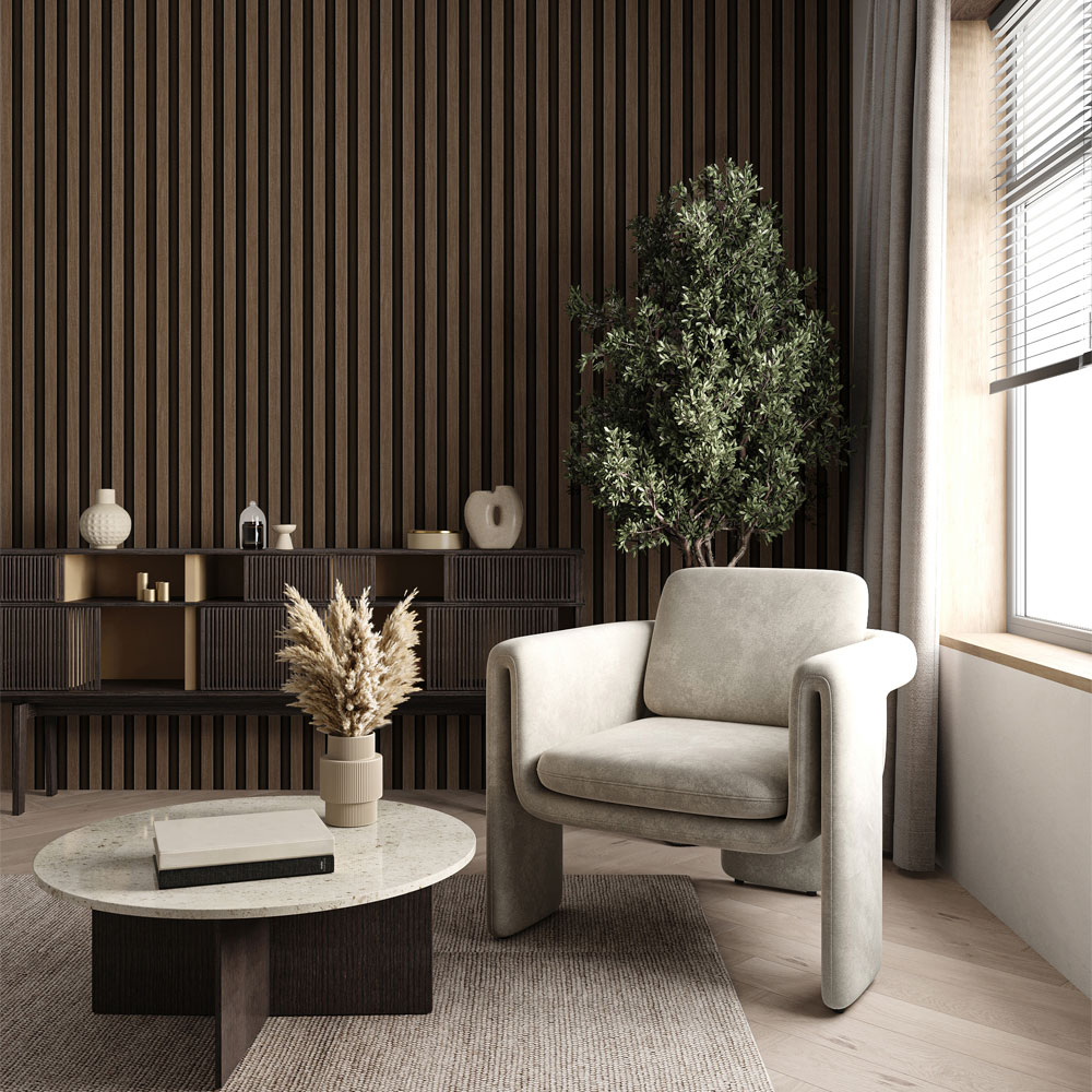 Vliesová tapeta na zeď, hnědá, imitace dřeva, lamely, 23211-2, Omega, AdaWall