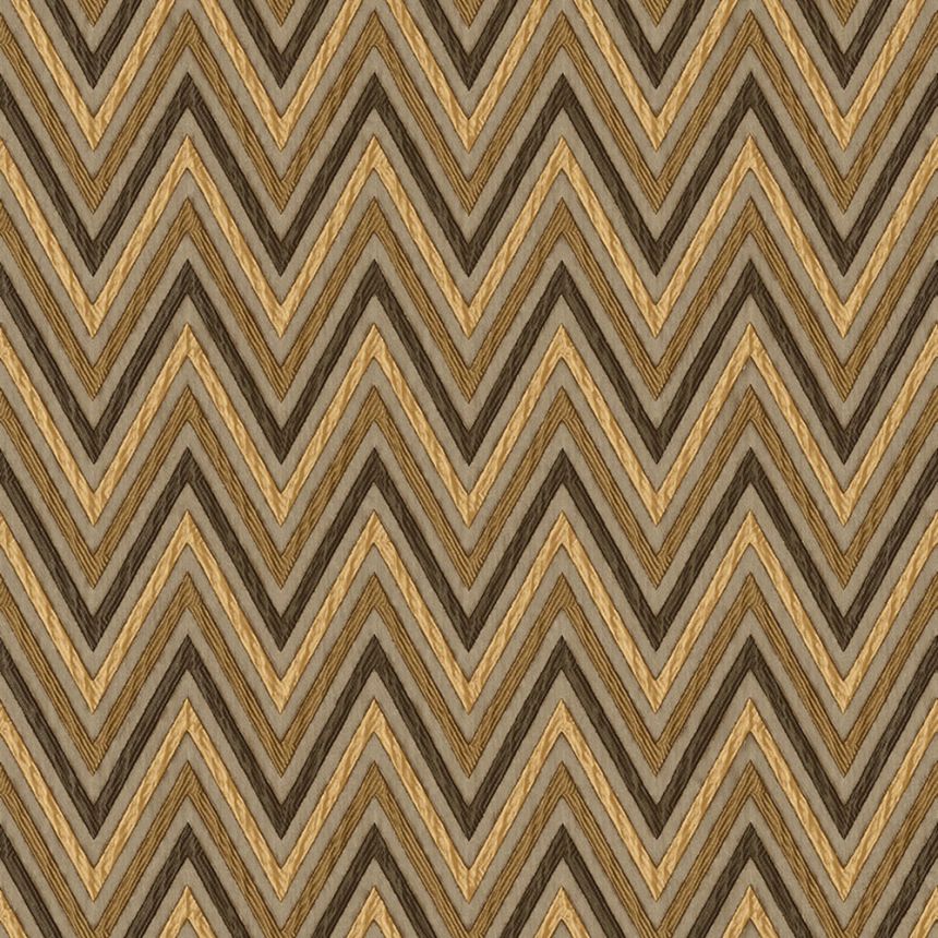 Geometrická vliesová tapeta na zeď, hnědá, cik cak vzor, 1509-4, Vera, AdaWall