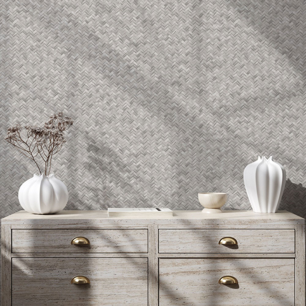 Vliesová tapeta na zeď, šedá, imitace rohože, 1511-4, Vera, AdaWall