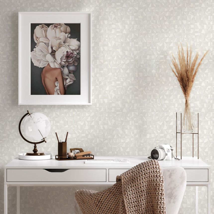 Geometrická vliesová tapeta na zeď, krémová, 1512-1, Vera, AdaWall