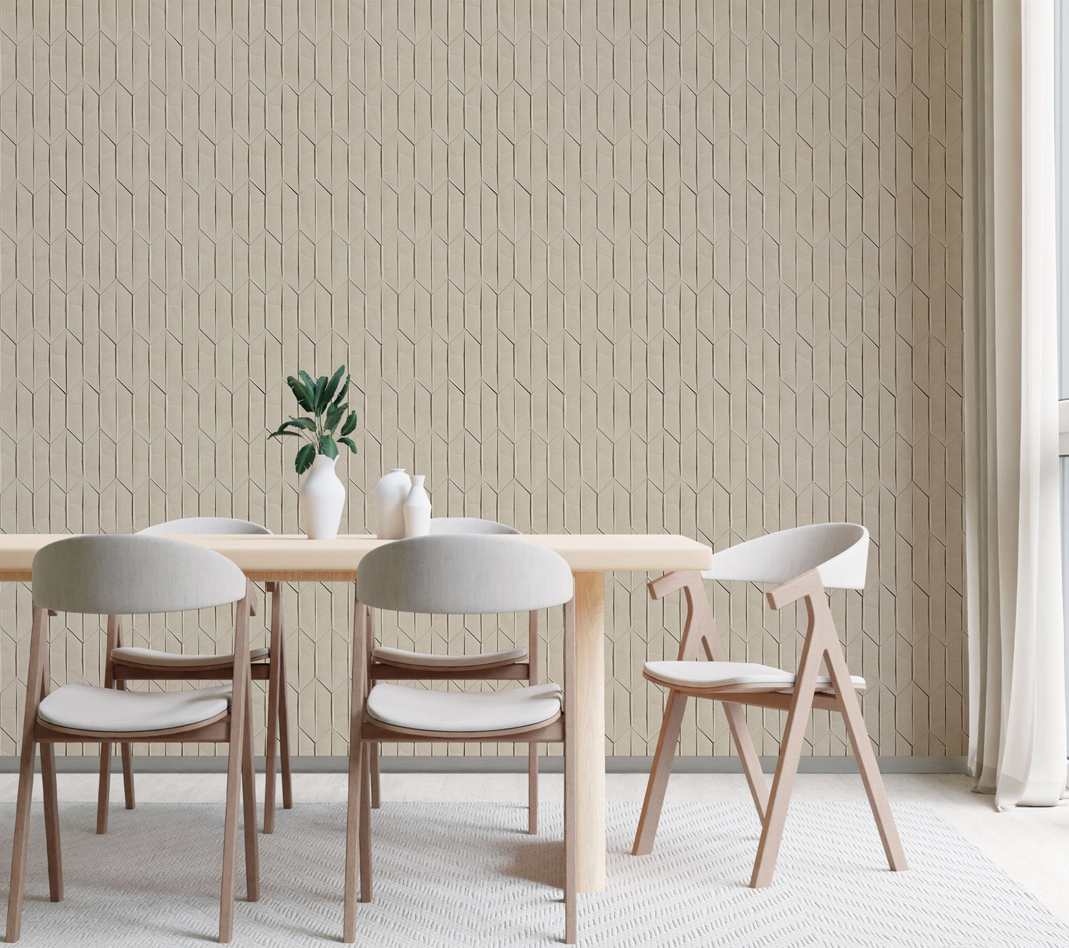 Béžová geometrická 3D vliesová tapeta na zeď, A65002, Arcadia, Grandeco