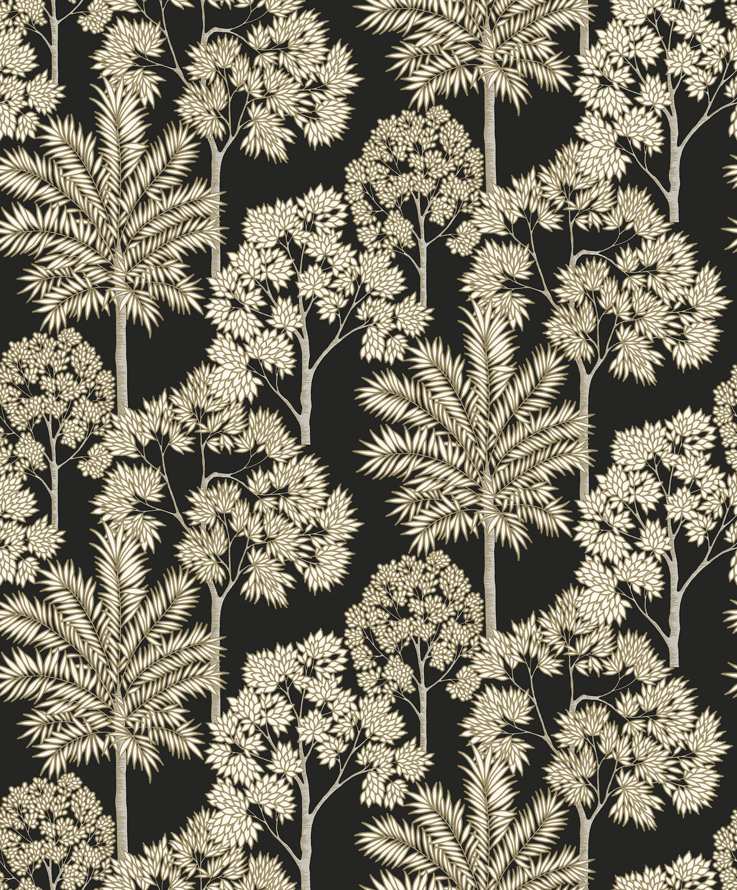 Černá vliesová tapeta na zeď, stromy, A71302, Arcadia, Grandeco