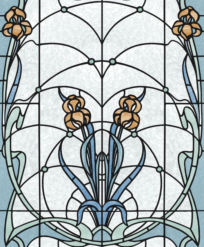 Vliesová tapeta na zeď, modro-zelená vitráž, M79301, Artifice, Ugépa