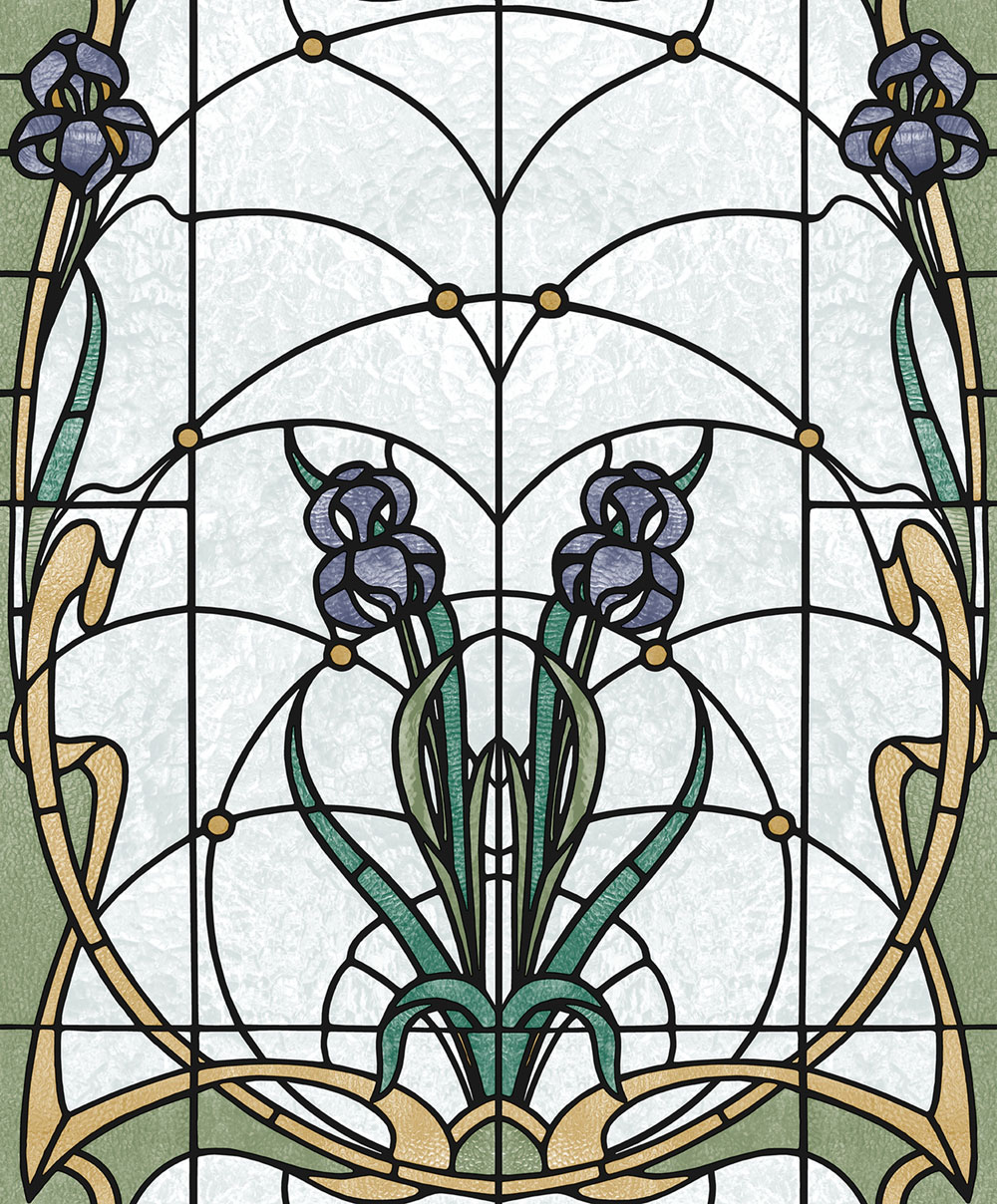 Vliesová tapeta na zeď, zeleno-béžová vitráž, M79306, Artifice, Ugépa