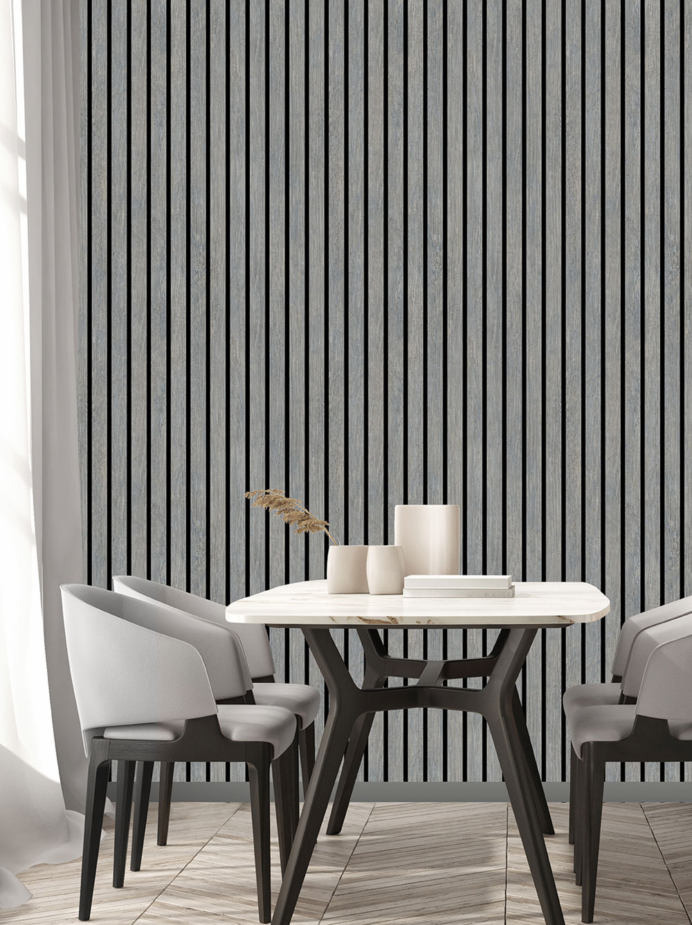 3D Vliesová tapeta na zeď, šedá, imitace dřeva, palubky, lamely, M80209, Brut, Ugépa