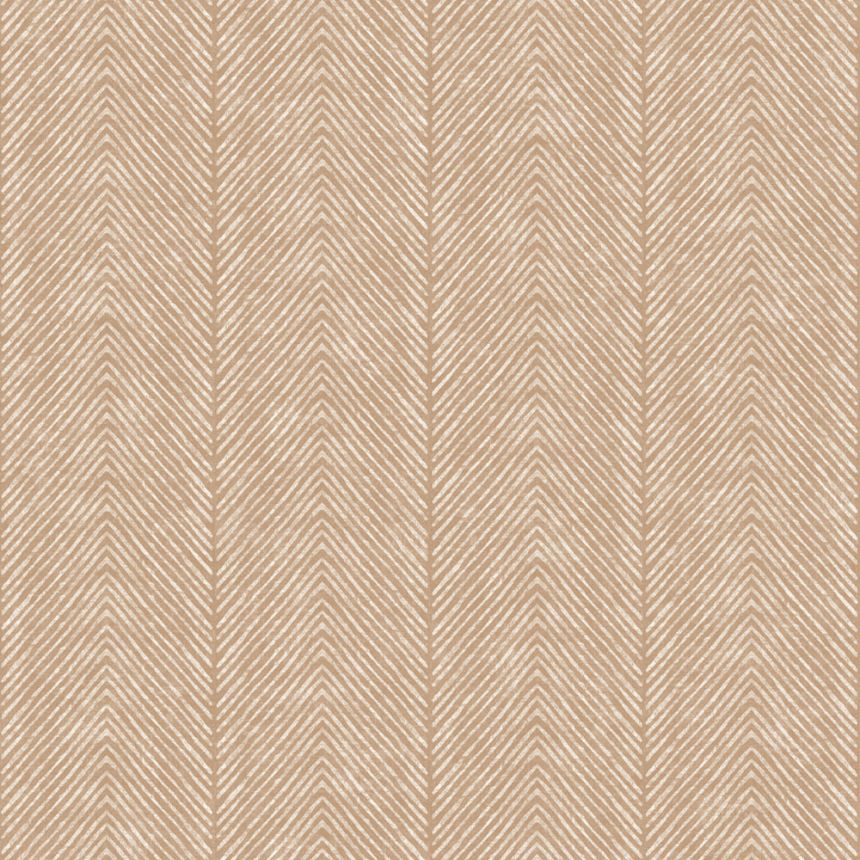 Vliesová tapeta na zeď, hnědo-béžová, pruhy, rybí kost, M69208, Nomade, Ugépa