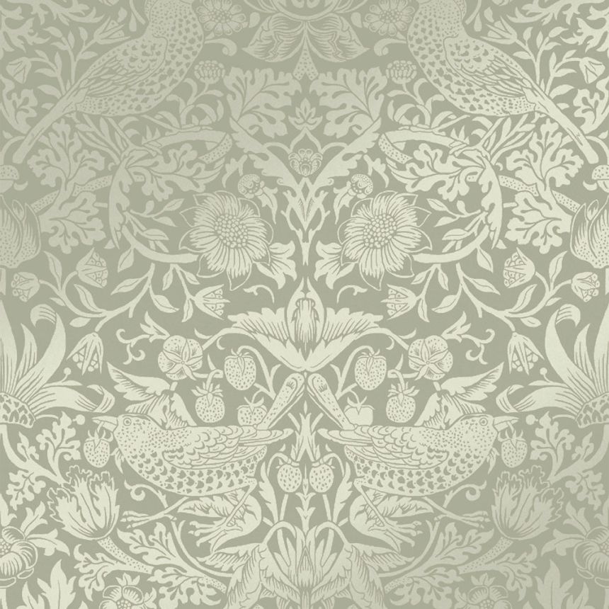 Vliesová tapeta na zeď, zelená, květiny, ptáci, 124237, William Morris At Home