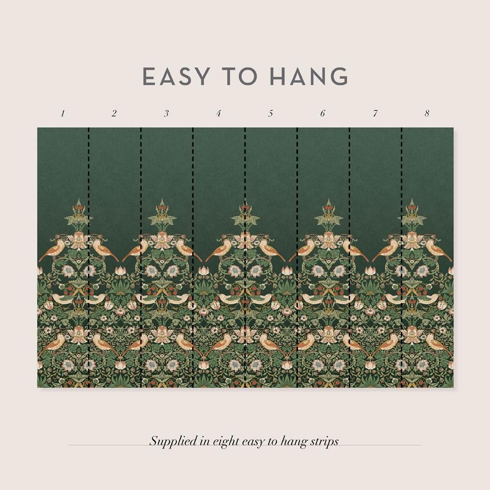 Vliesová obrazová tapeta na zeď, zelená, květiny, ptáci, 125310, William Morris At Home