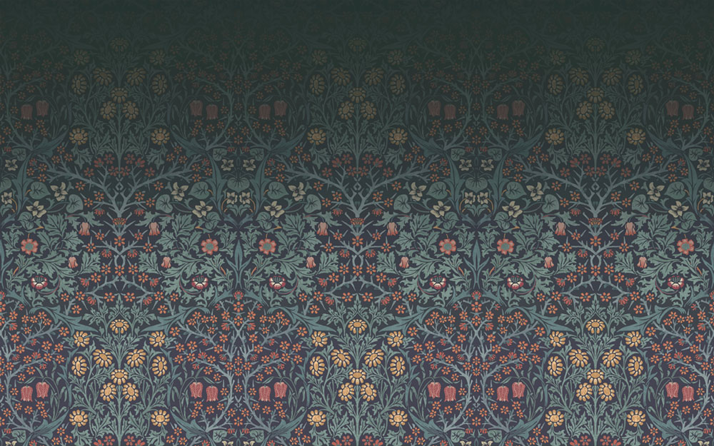 Vliesová obrazová tapeta na zeď, modrá, květiny, ptáci, 125328, William Morris At Home