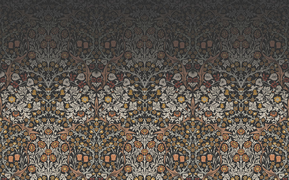 Vliesová obrazová tapeta na zeď, šedo-černá, květiny, listy, 125337, William Morris At Home