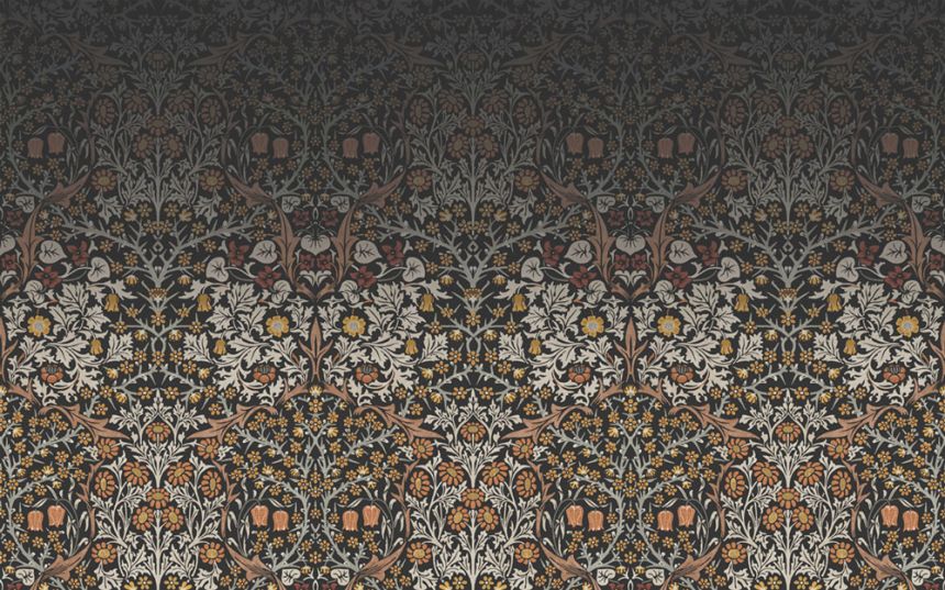 Vliesová obrazová tapeta na zeď, šedo-černá, květiny, listy, 125337, William Morris At Home