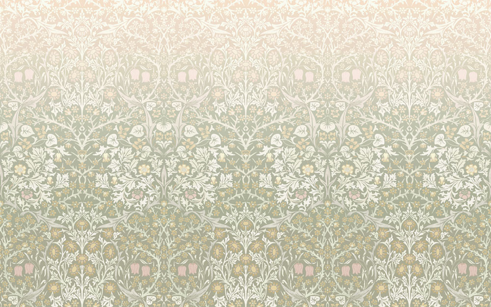 Vliesová obrazová tapeta na zeď, zeleno-růžová, květiny, ptáci, 125355, William Morris At Home