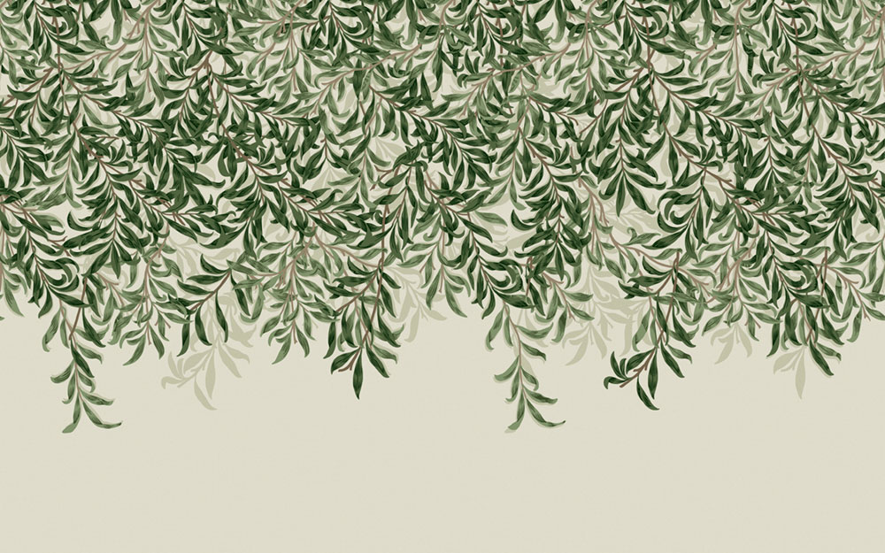 Vliesová obrazová tapeta na zeď, zelená, větvičky, listy, 125364, William Morris At Home