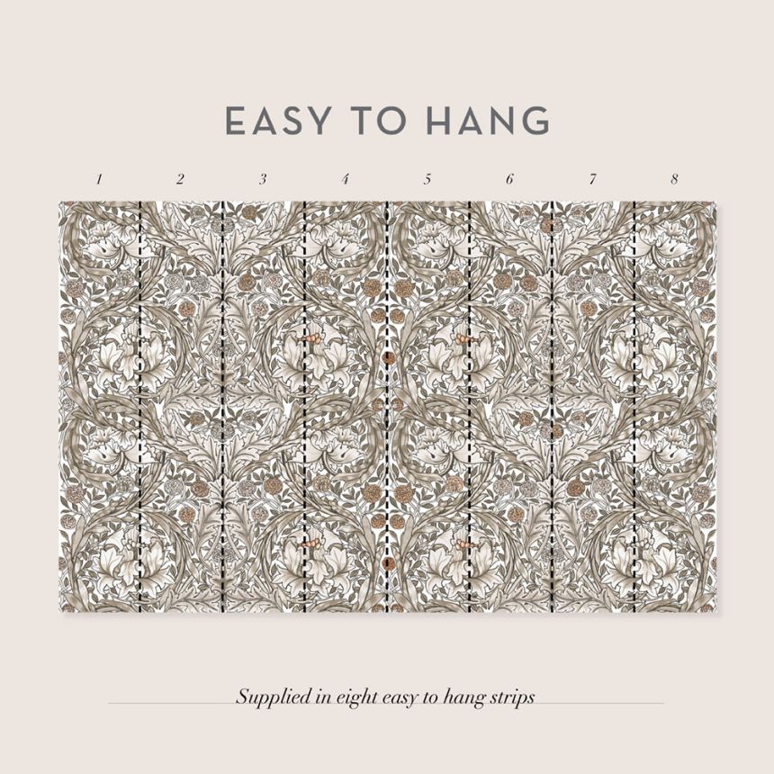 Vliesová obrazová tapeta na zeď, šedo-béžová, květiny, 125409, William Morris At Home