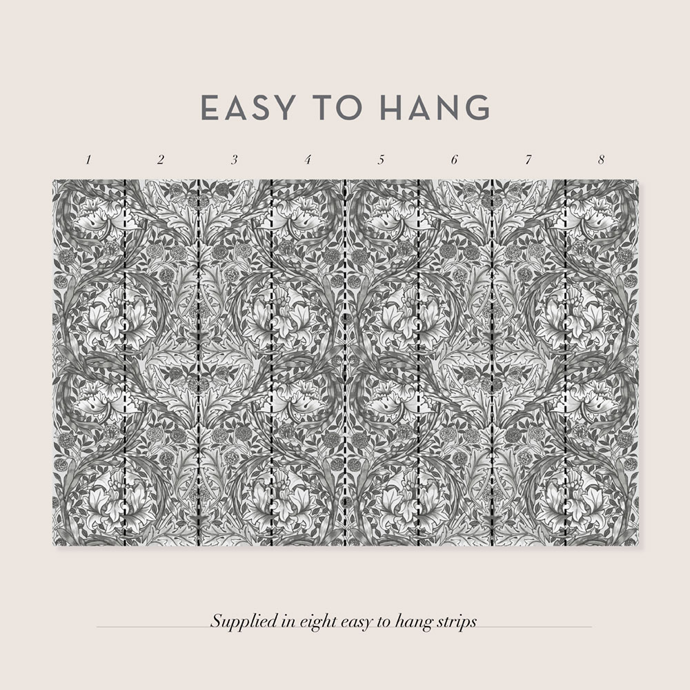 Vliesová obrazová tapeta na zeď, šedá, květiny, 125427, William Morris At Home