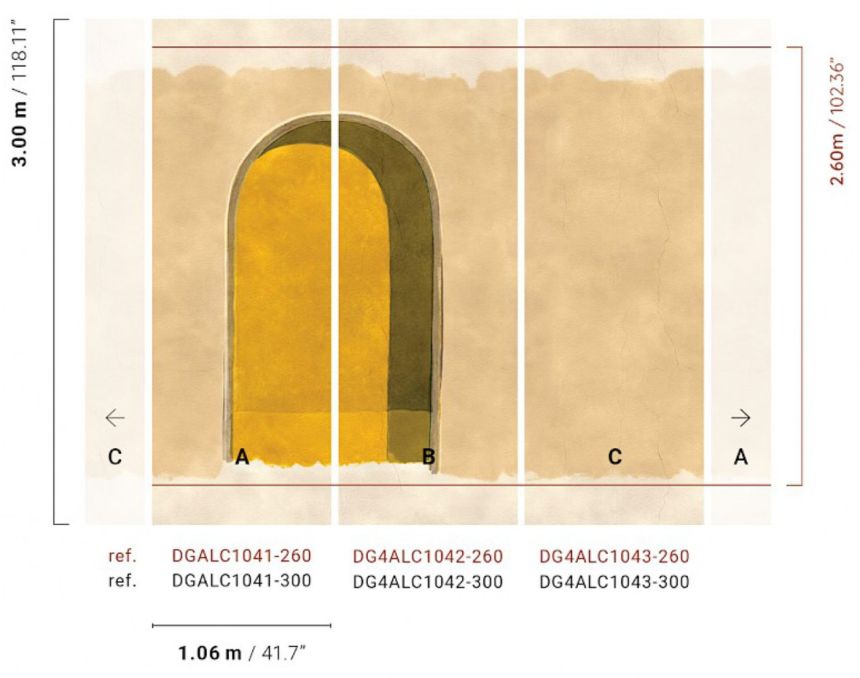 3D Vliesová fototapeta na zeď, podloubí, žlutá, DGALC1041-300, Terra, Masureel