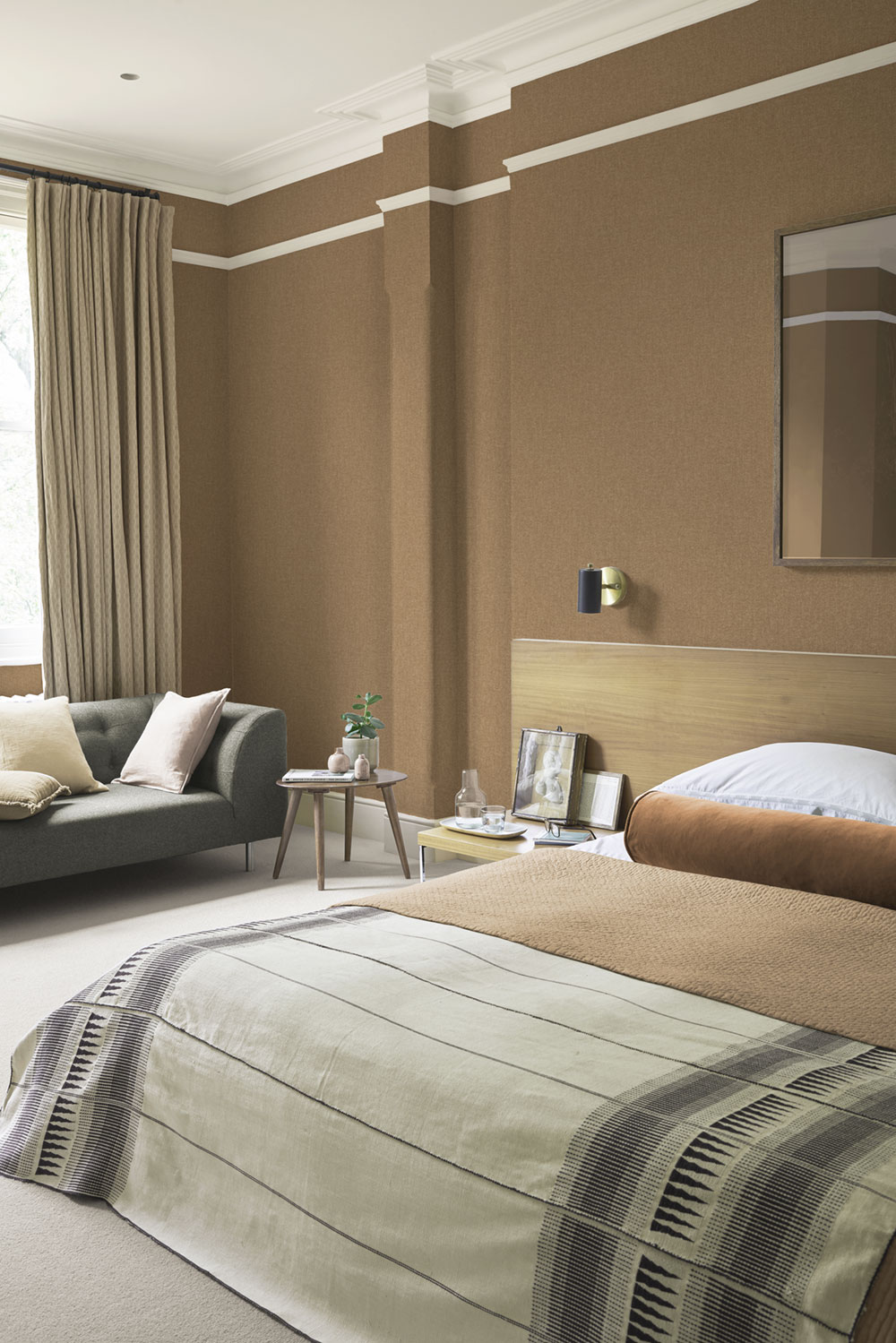 Vliesová tapeta na zeď, hnědá, imitace látky, 124080, Arboretum, Utopia, Graham Brown Premium