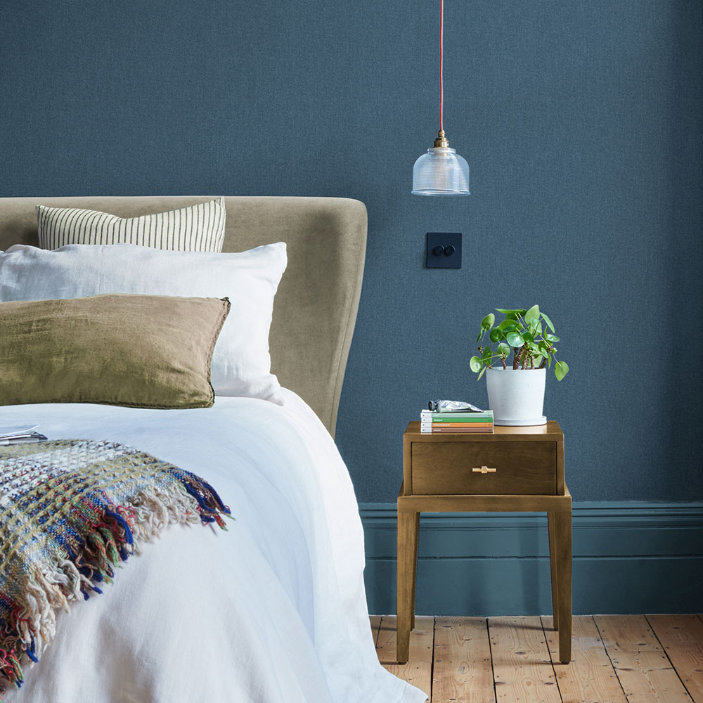 Vliesová tapeta na zeď, modrá, imitace látky, 124086, Arboretum, Utopia, Graham Brown Premium