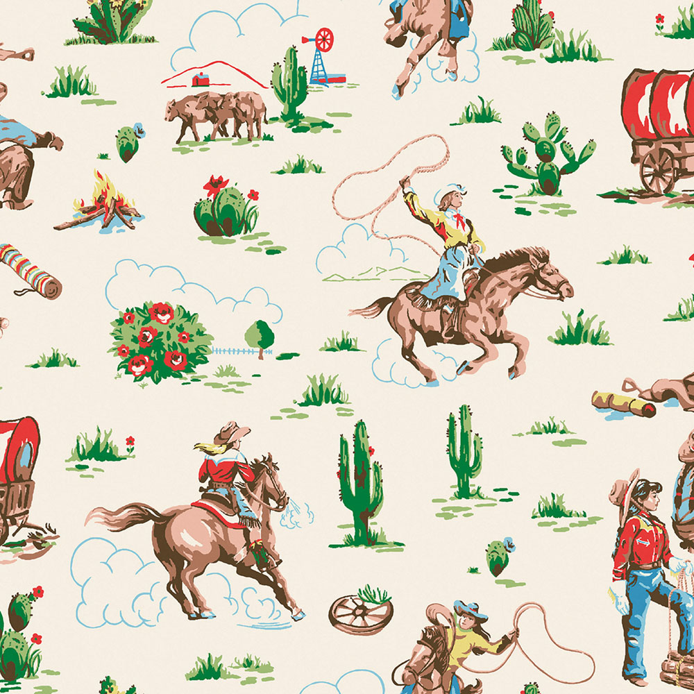 Vliesová tapeta na zeď, krémová, Cowgirls, 125533, Cath Kidstone